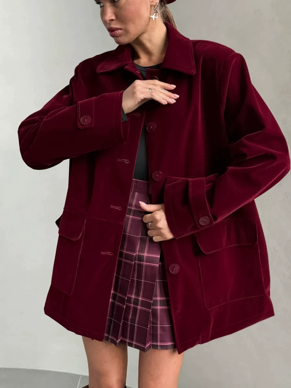 Forever 21 Vintage Burgundy Velvet Jacket Fall Winter